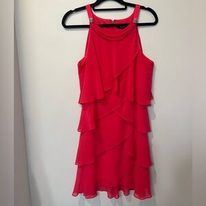 Short Sleeve Dress with layers! Large Hot Pink! Great for a Shower!! Size 16